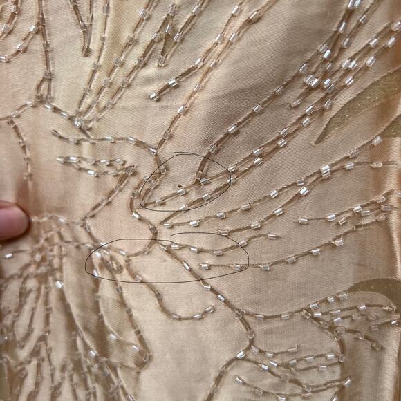 Sue Wong Nocturne Silk Beaded Halter Dress Gold Sz 8 Fringe Flapper Gatsby 30s - Picture 11 of 16